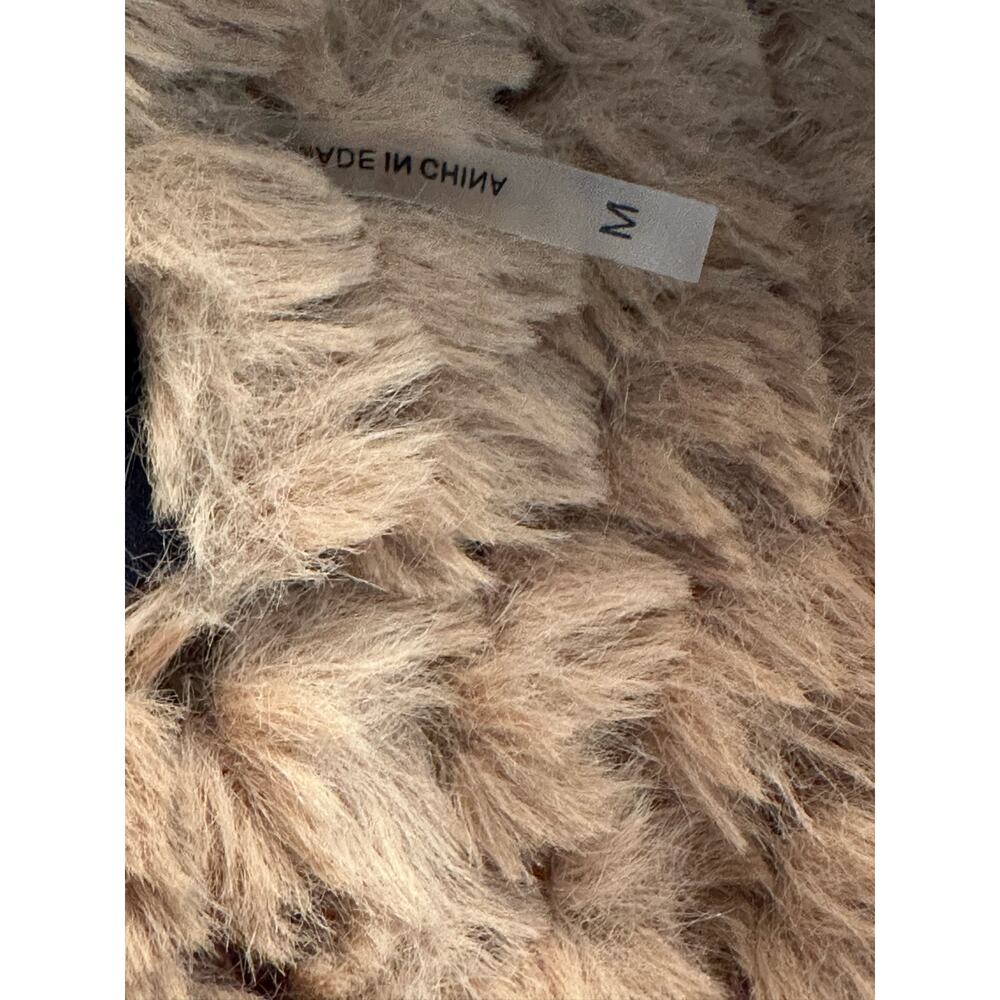 Dolce Cabo Camel Faux Fur Textured Open Front Vest Cardigan Cozy Size Medium - Picture 10 of 10